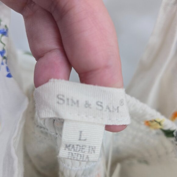 Sim and Sam White Lemon 100% Cotton Ruched Mini Dress Large - Picture 11 of 13